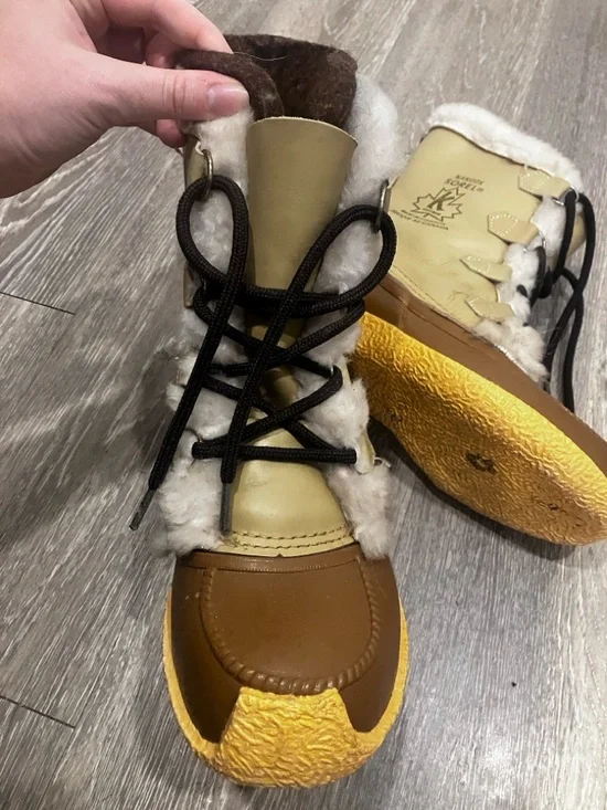 SOREL NANOOK TAN LEATHER-LINED WINTER BOOTS SIZE MENS 8/WOMENS 10 - Picture 4 of 8